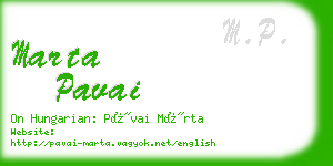 marta pavai business card
